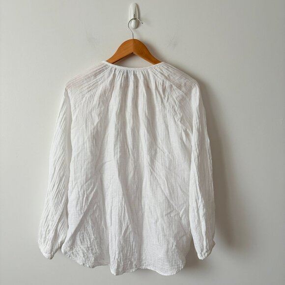 Gap Crinkle Gauze Boatneck Button-Front Top White Size Small - Picture 6 of 8